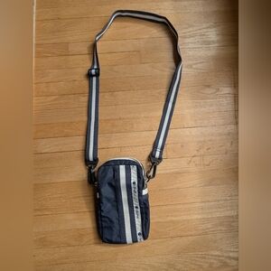 LeSportsac Mini Phone Crossbody Bag – Black & White Spectator Stripe